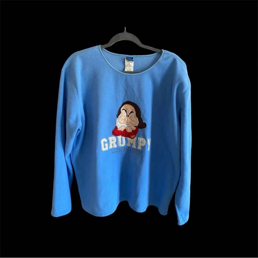 VTG Grumpy Since 1937 Mens Disney Extra Large Blue Fleece Sweater‎ Jacket
